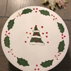TEMP-TATIONS BY TARA WINTER HOLLY CAKE STAND 10 Inches Wide 3 Inches Tall